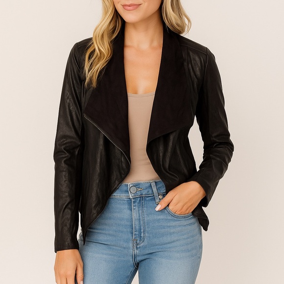 Calvin Klein Jackets & Blazers - Calvin Klein Rugged Metallic Faux Suede Zip Up Waterfall Jacket